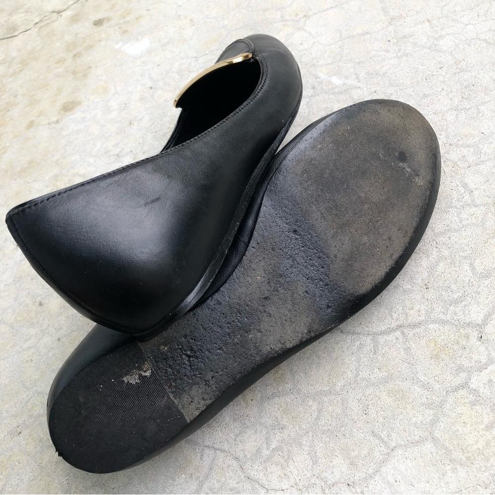 Tory Burch Black Flats with Gold Accent - Picture 7 of 8